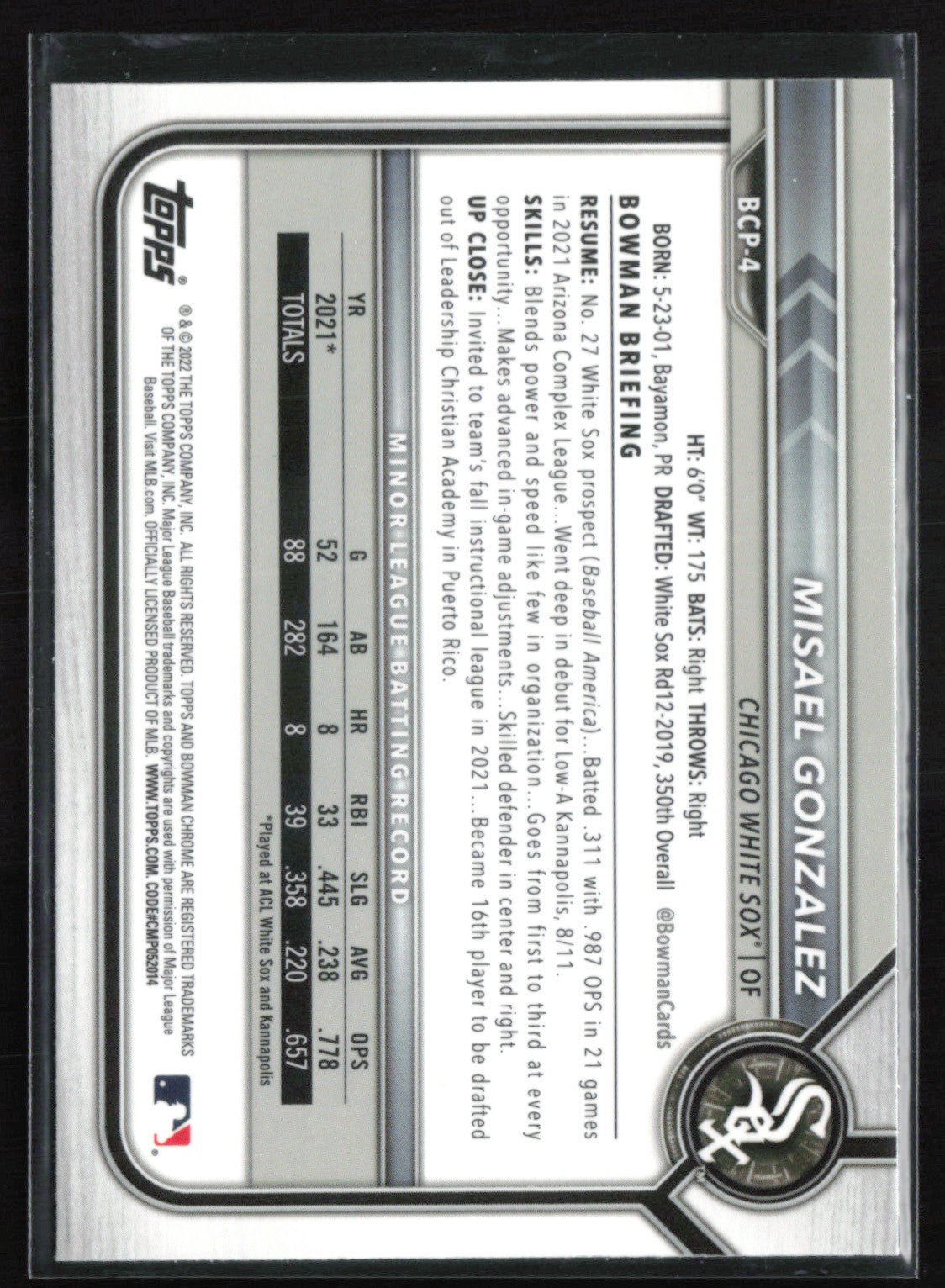 Misael Gonzalez 1st Bowman Mojo