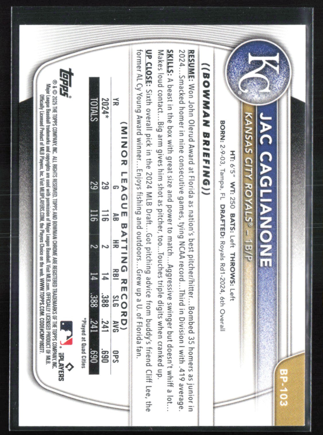 Jac Caglianone Prospects