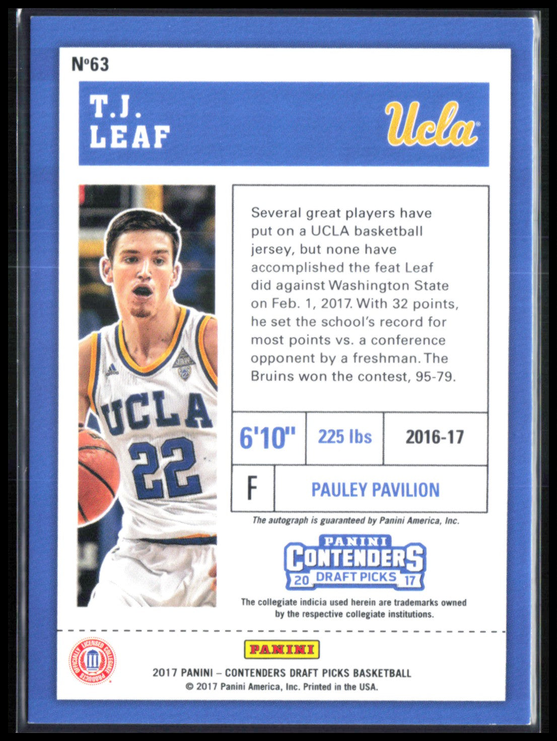 T.J. Leaf RC Auto 2017 Contenders Draft Picks