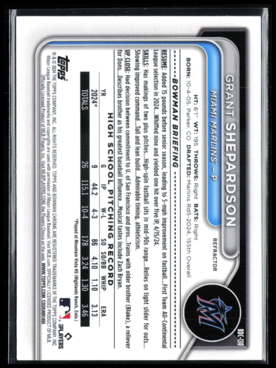 Grant Shepardson 1st Bowman Refractor