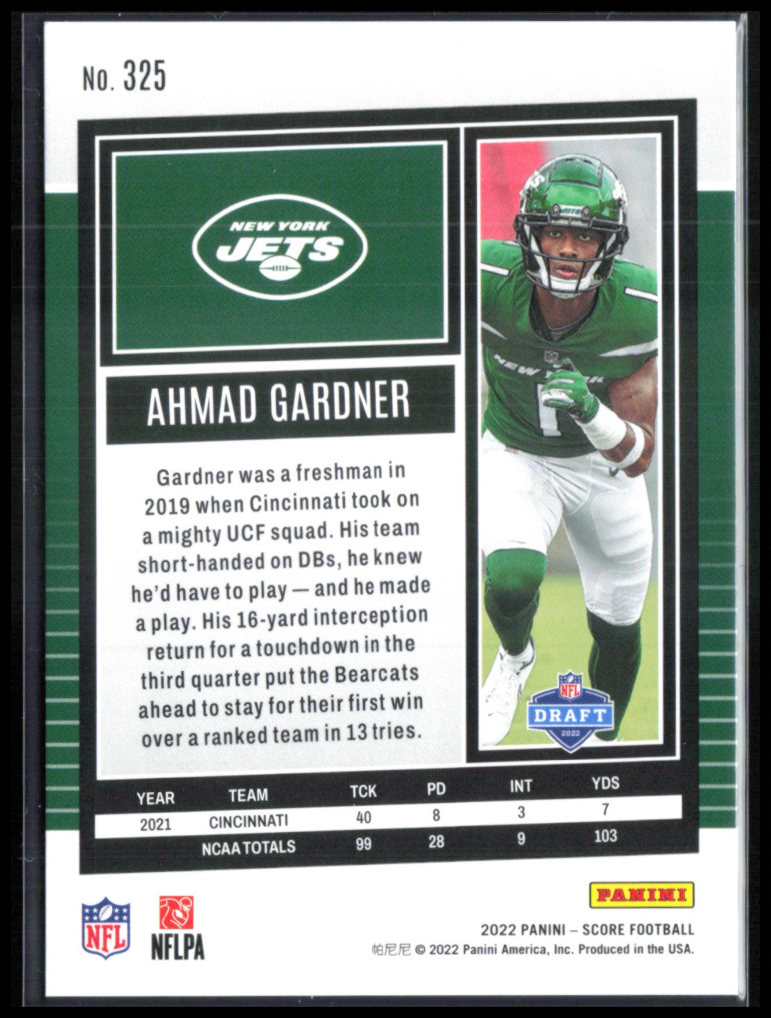 Ahmad Sauce Gardner RC /399 2022 Score