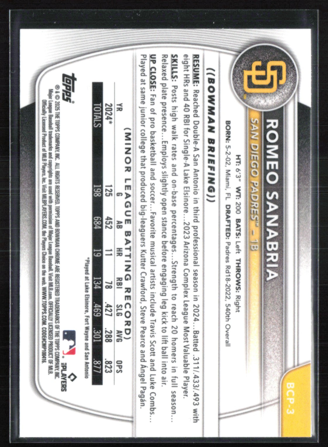 Romeo Sanabria 1st Bowman