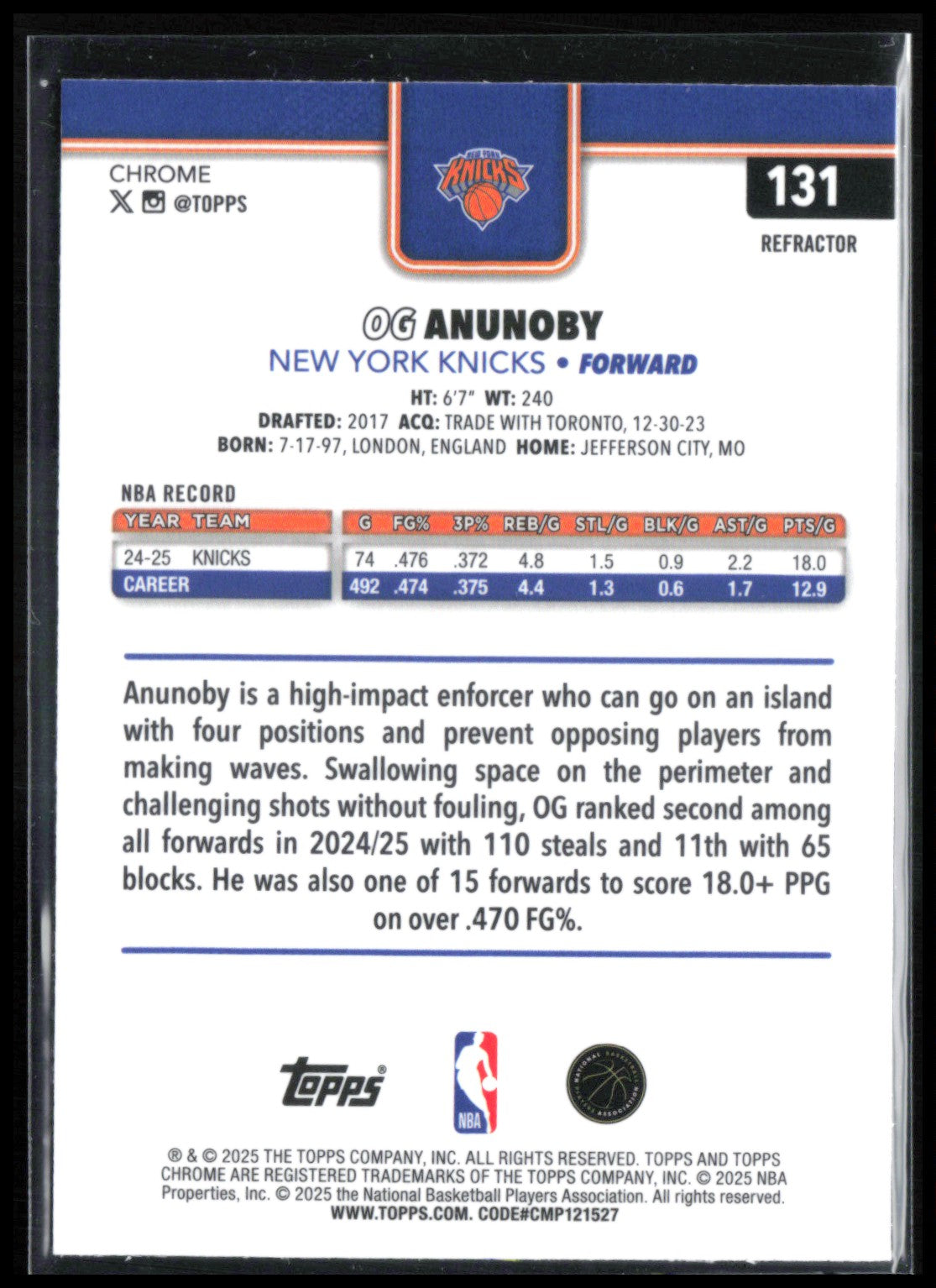 OG Anunoby Refractor