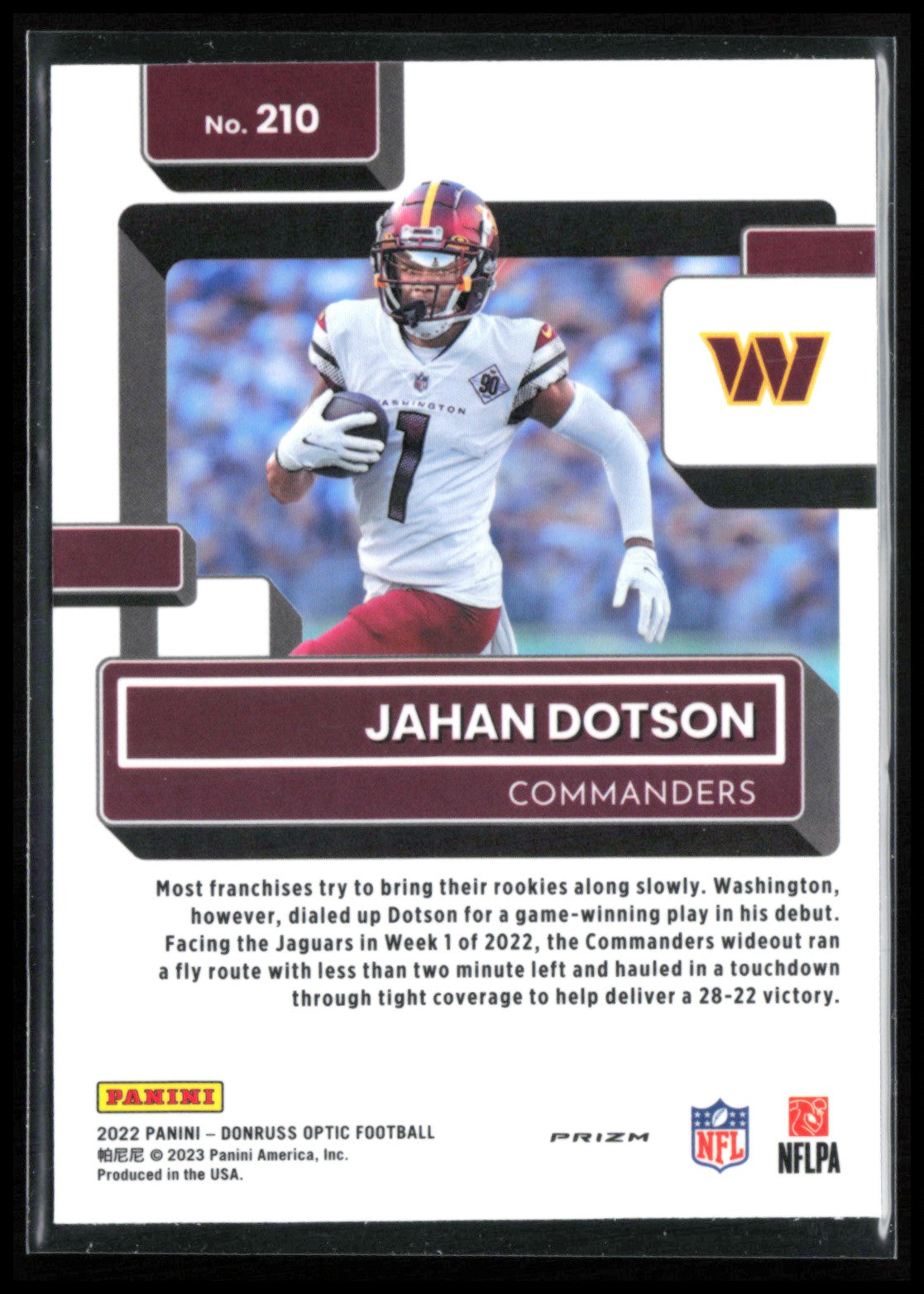 Jahan Dotson RC Purple Shock