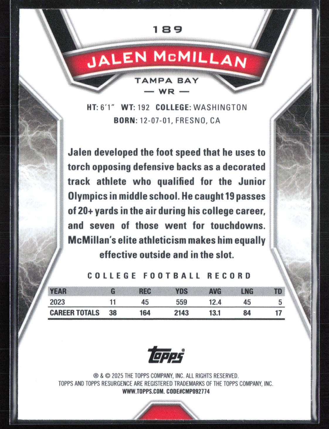 Jalen McMillan RC Prism