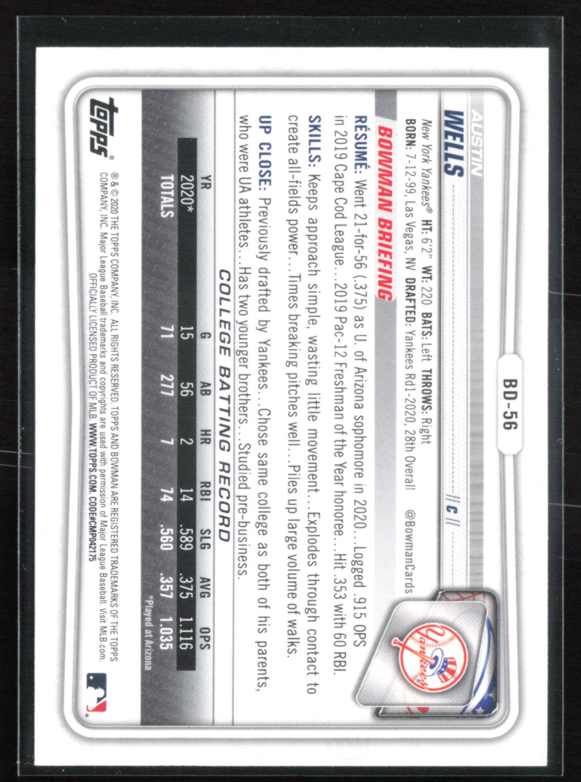 Austin Wells 1st Bowman