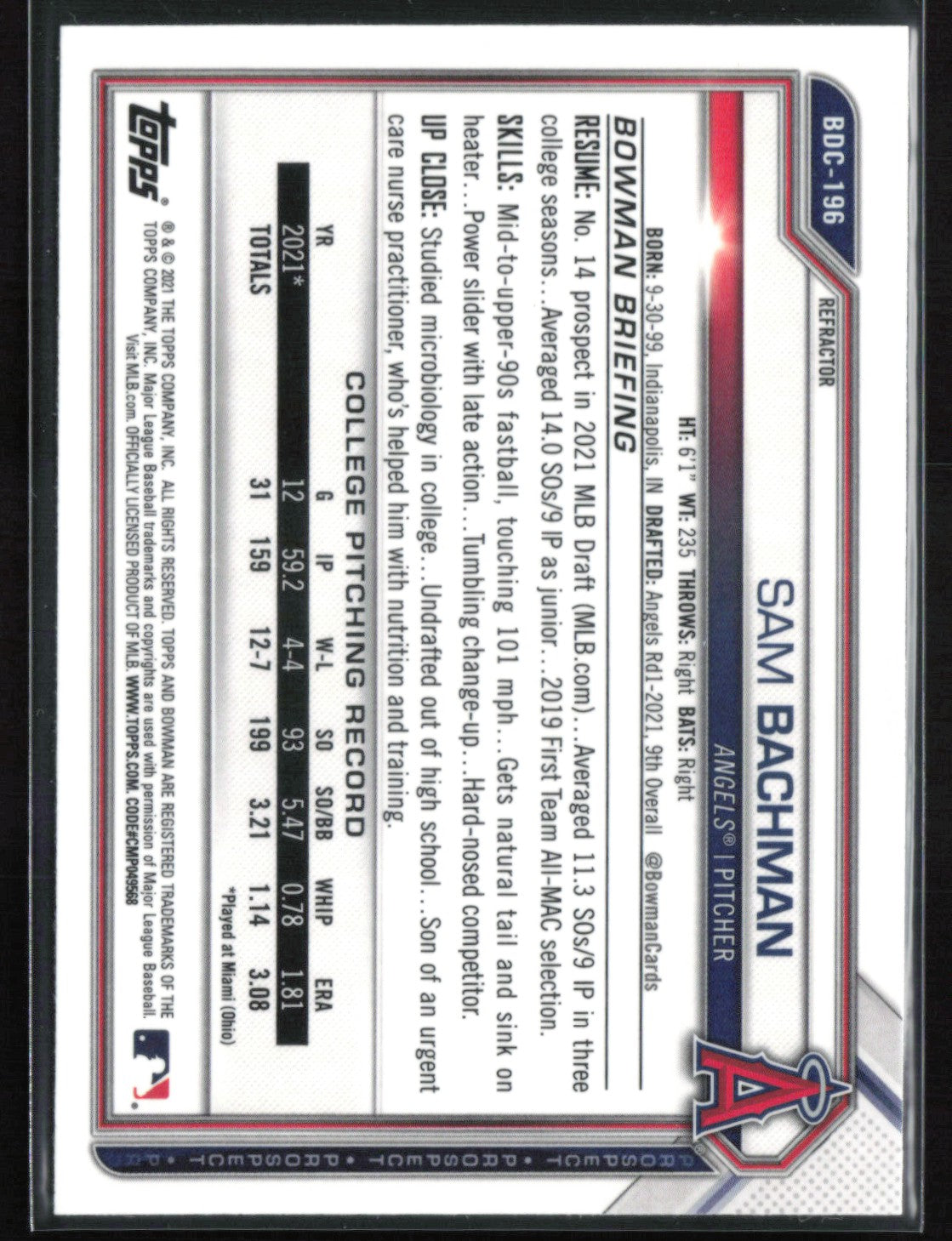 Sam Bachman 1st BOwman Refractor