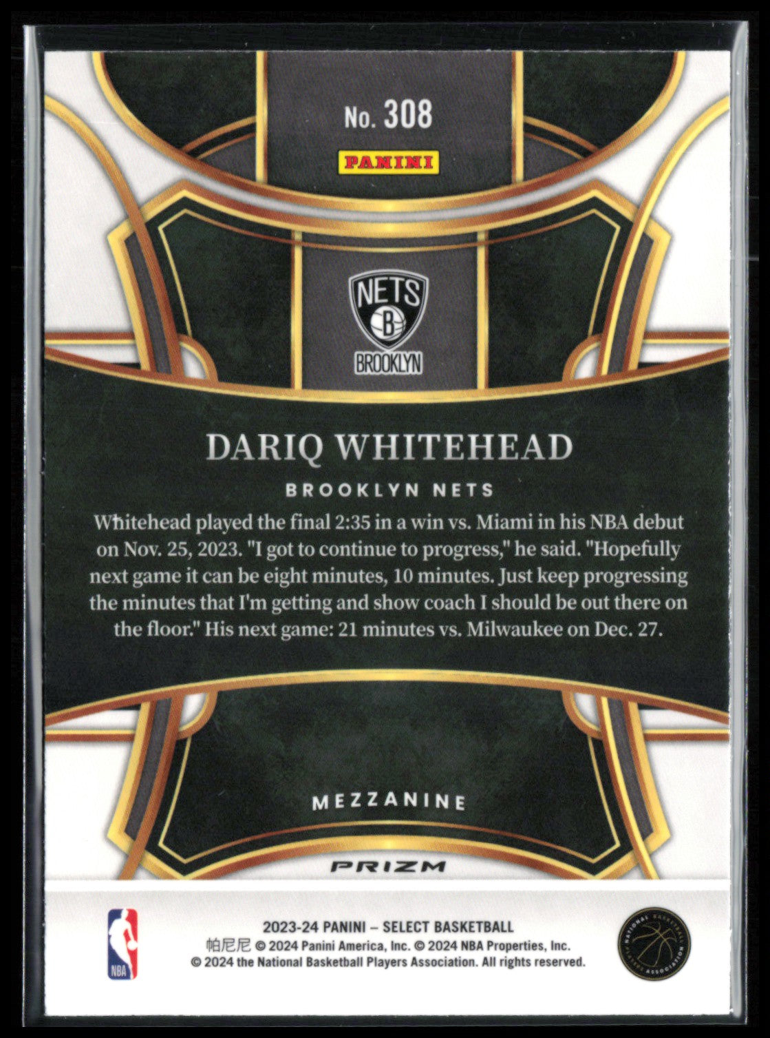 Dariq Whitehead RC Silver