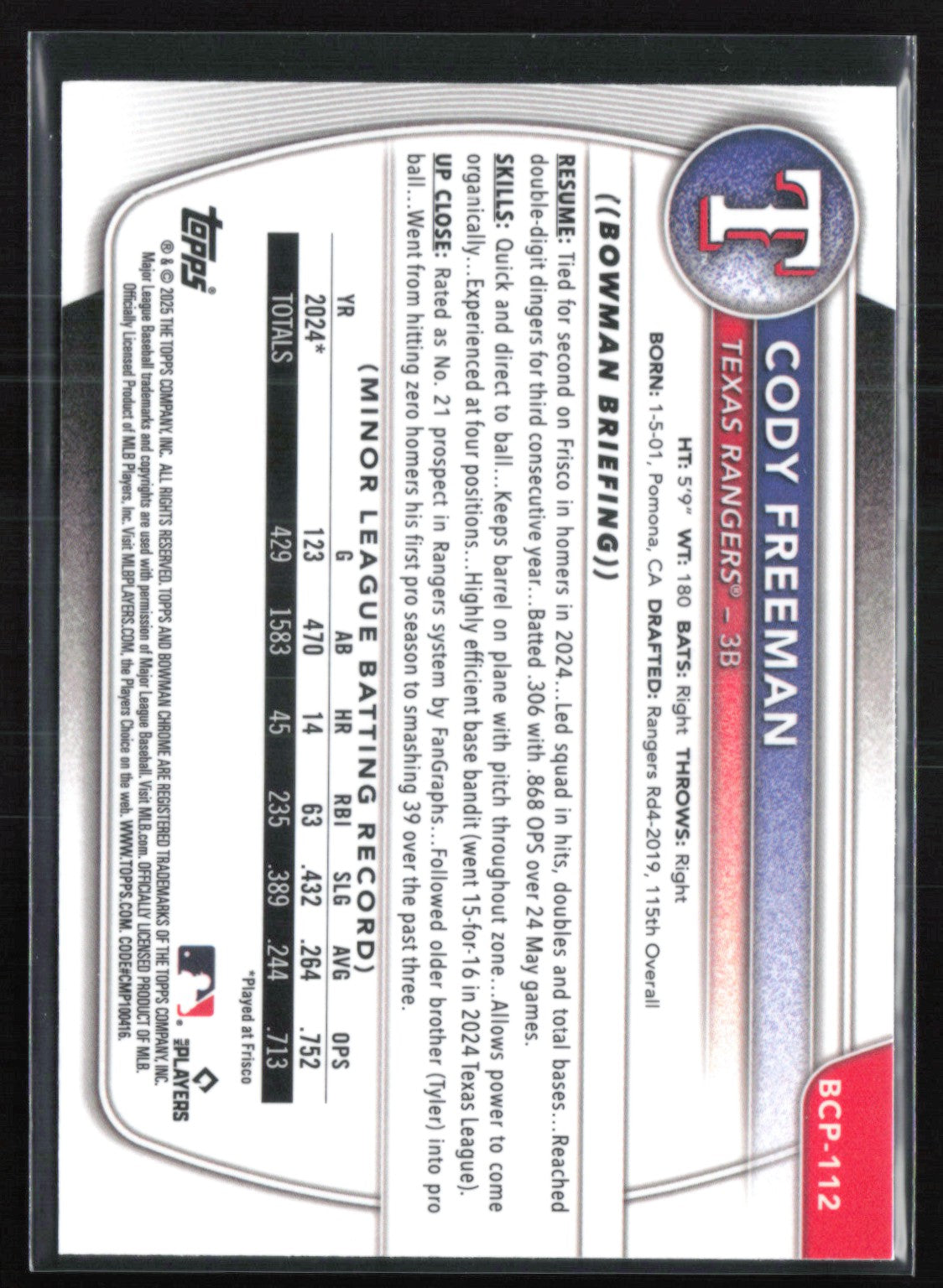 Cody Freeman 1st Bowman