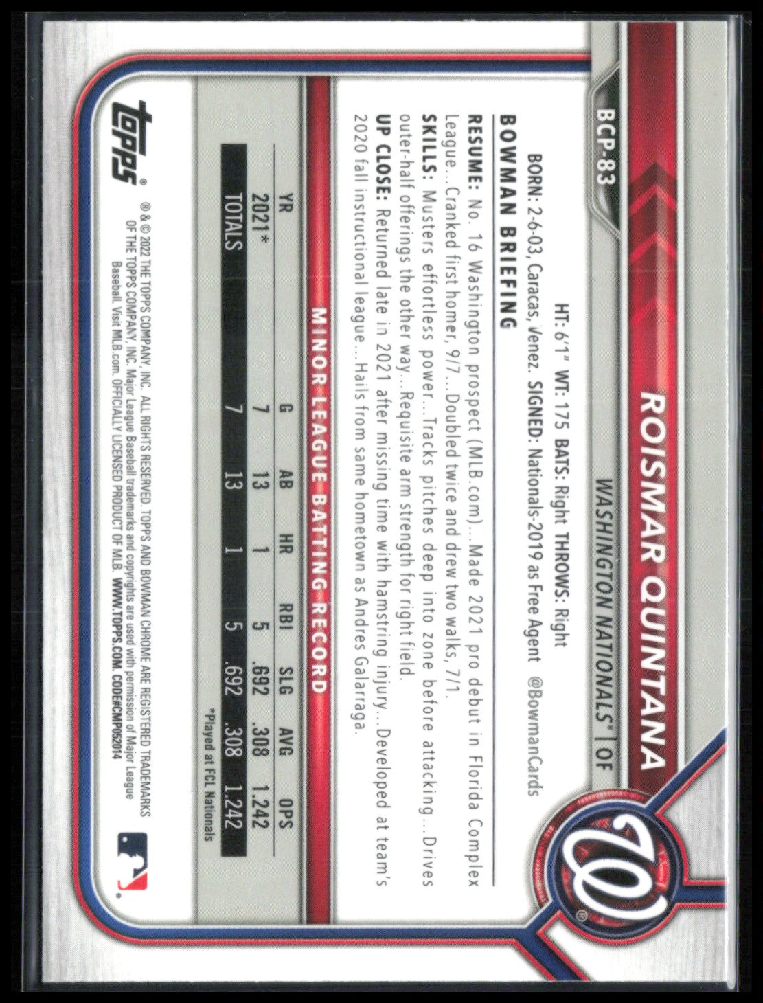 Roismar Quintana 1st Bowman Mojo