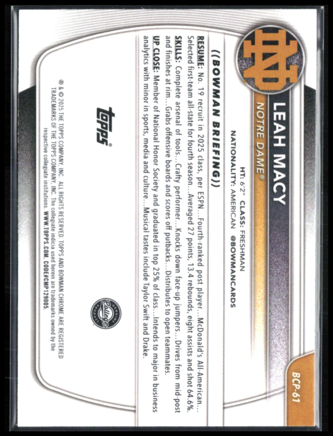 Leah Macy 1st Bowman