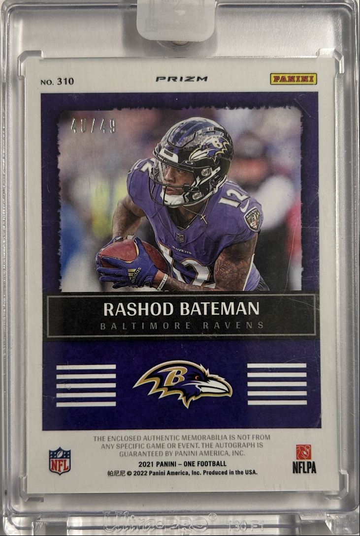 Rashod Bateman RC Jumbo Patch Auto /49 2021 Panini One