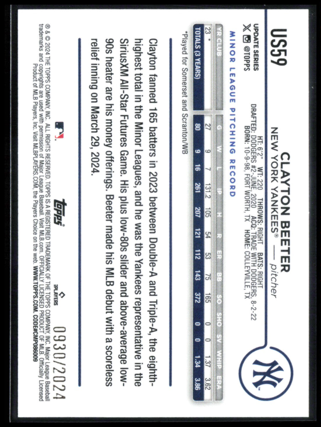 Clayton Beeter RC /2024