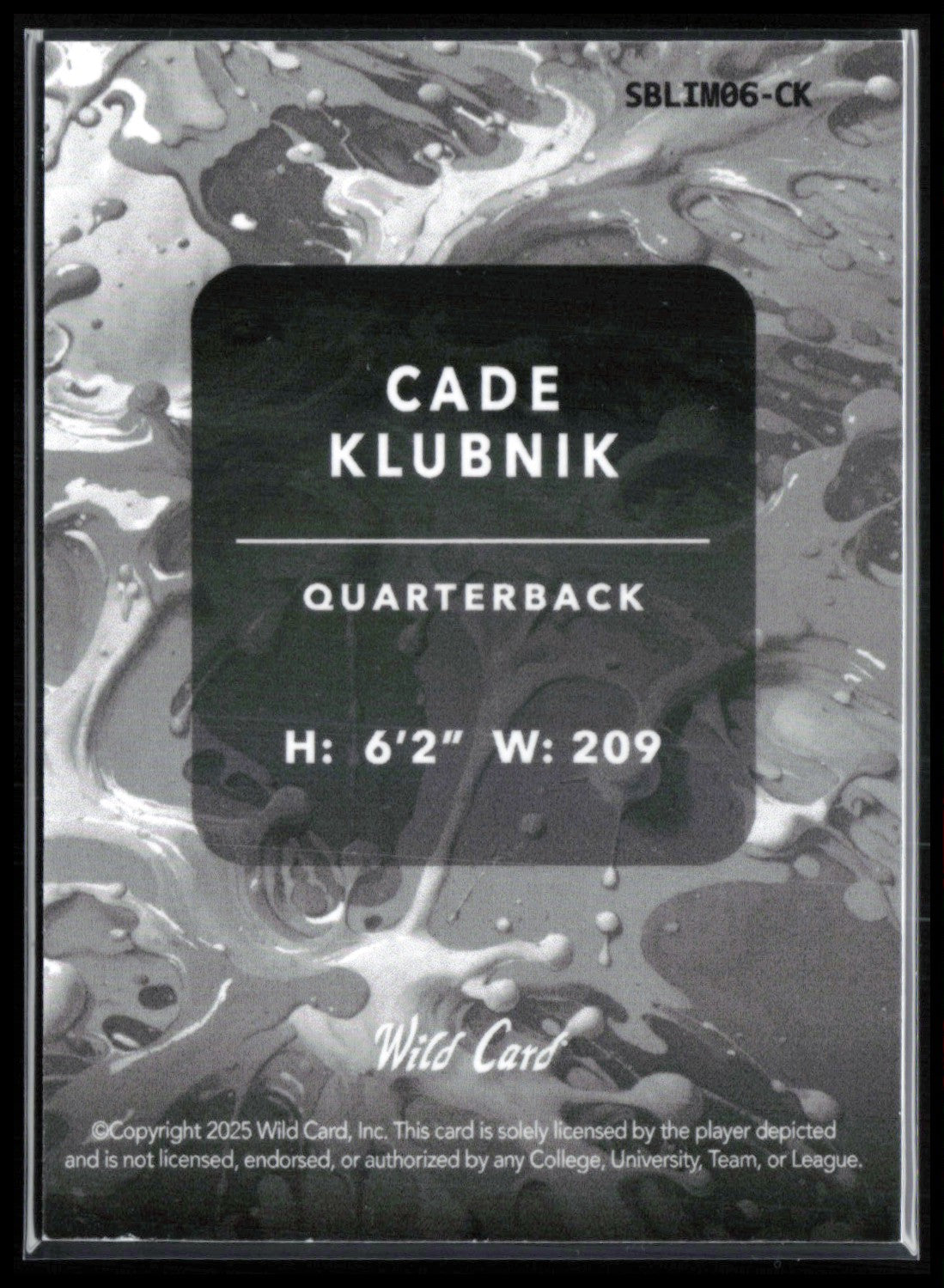 Cade Klubnik 4/4 Splat 2025 Wild Card