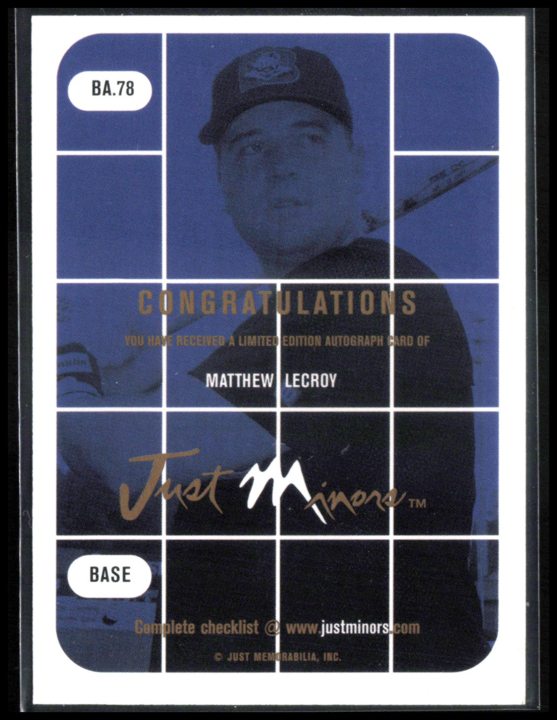 Matthew LeCroy Auto Just Minors