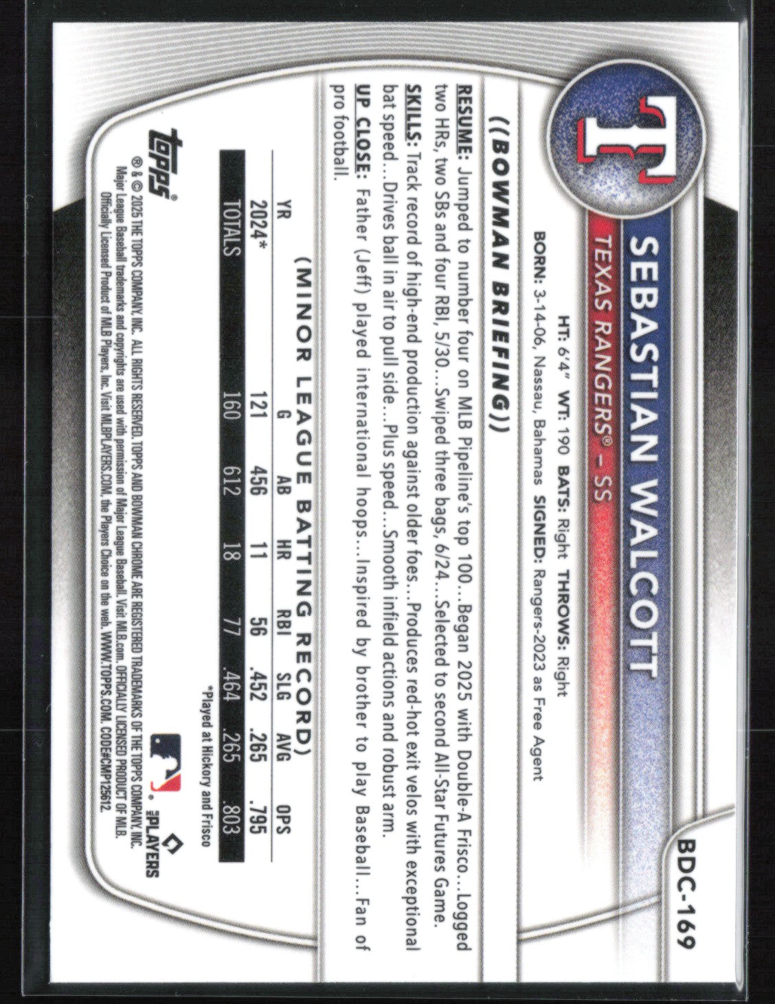 Sebastian Walcott Prospects