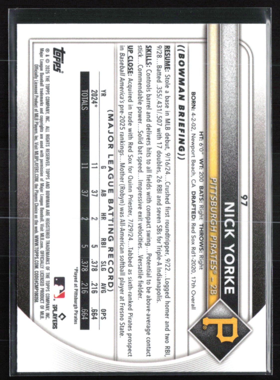 Nick Yorke RC Red Rookie Logo