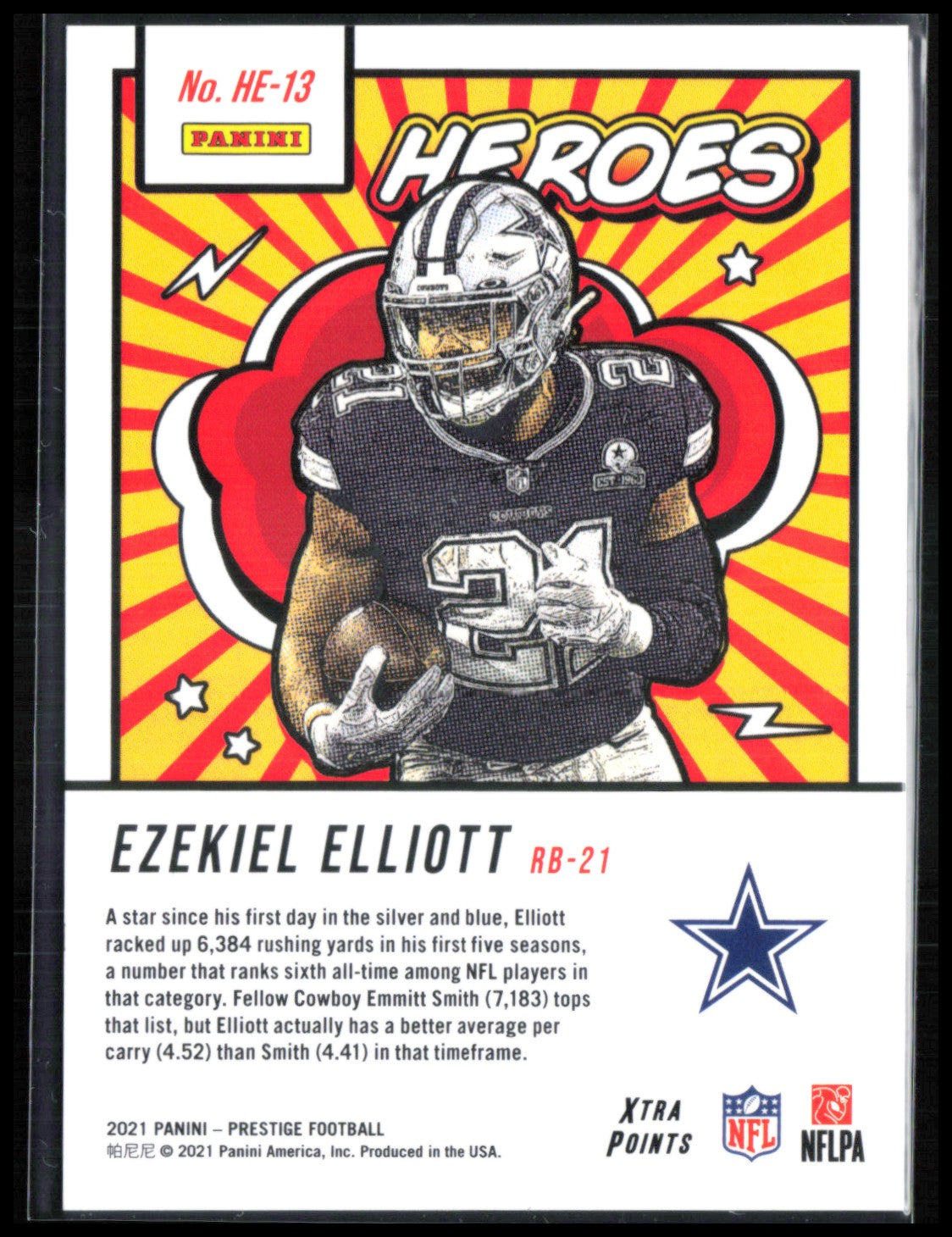 Ezekiel Elliott Blue /249 2021 Prestige Heroes