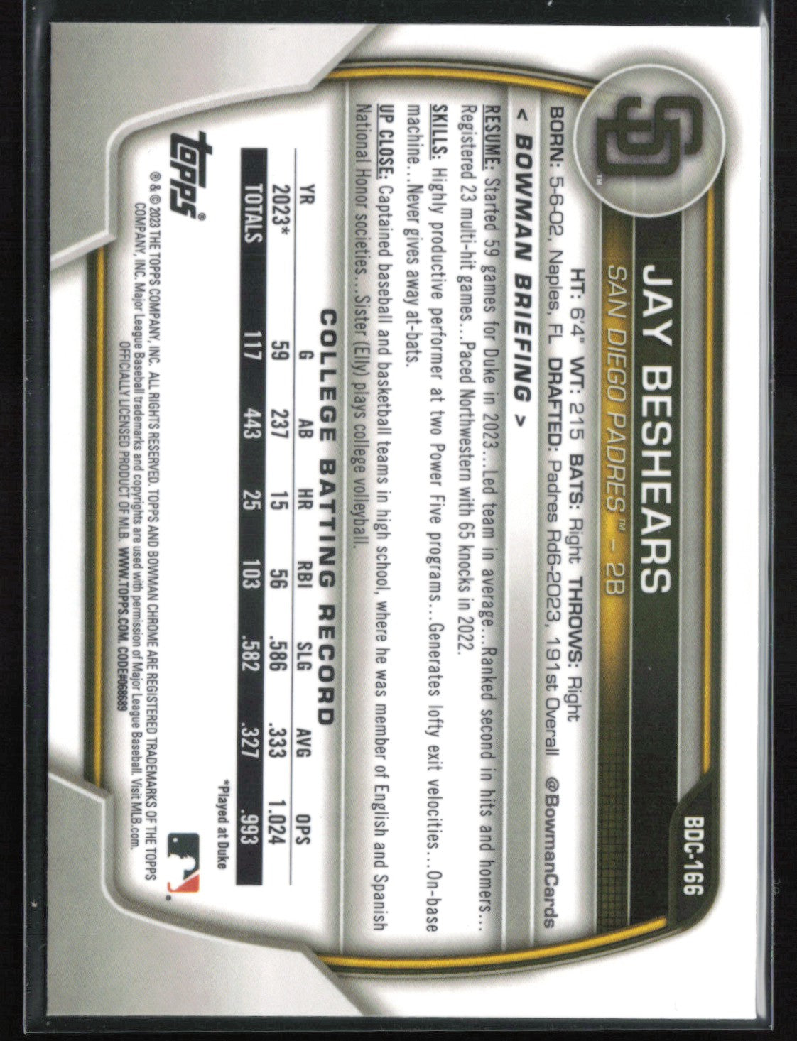 Jay Beshears 1st Bowman Sapphire