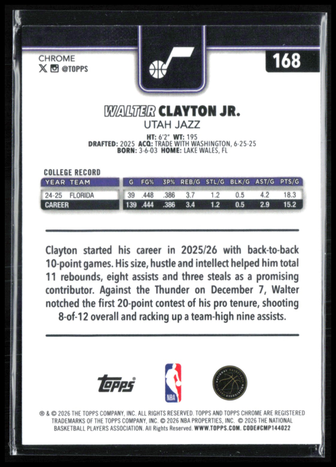 Walter Clayton Jr RC