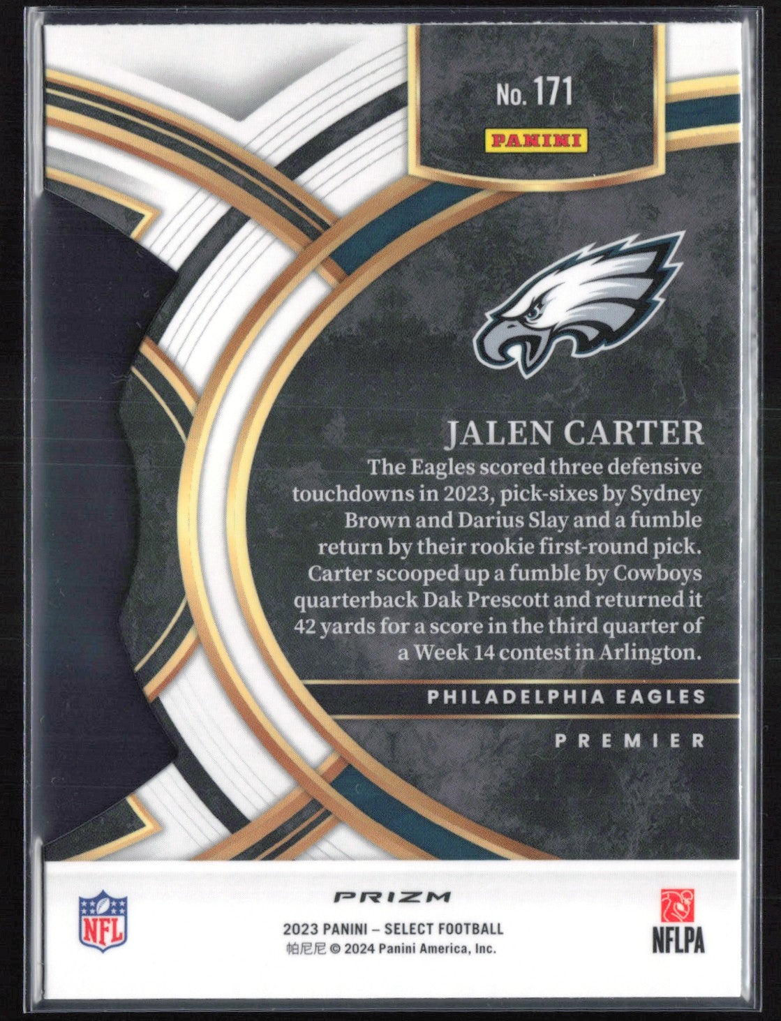 Jalen Carter RC Silver Die-Cut Premier Level