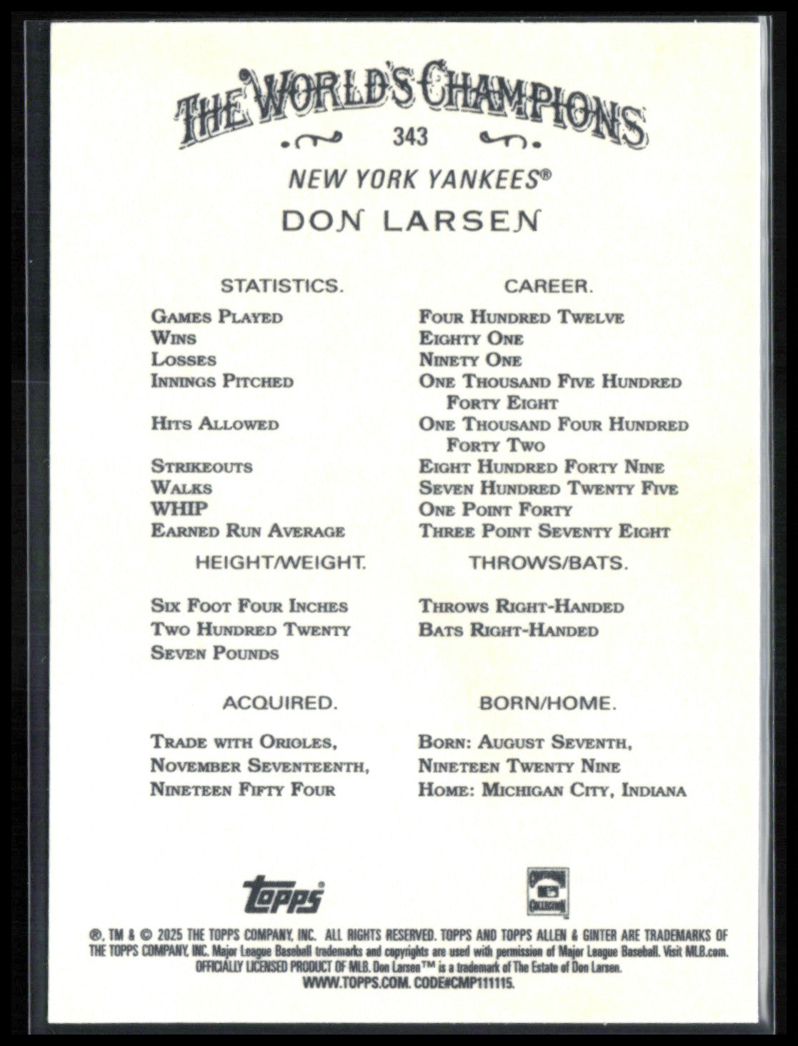 Don Larsen Silver Filagree