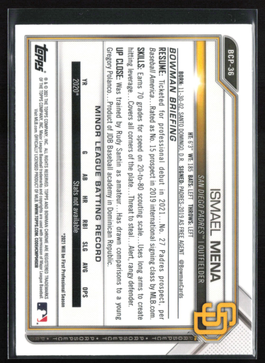 Ismael Mena 1st Bowman Sapphire