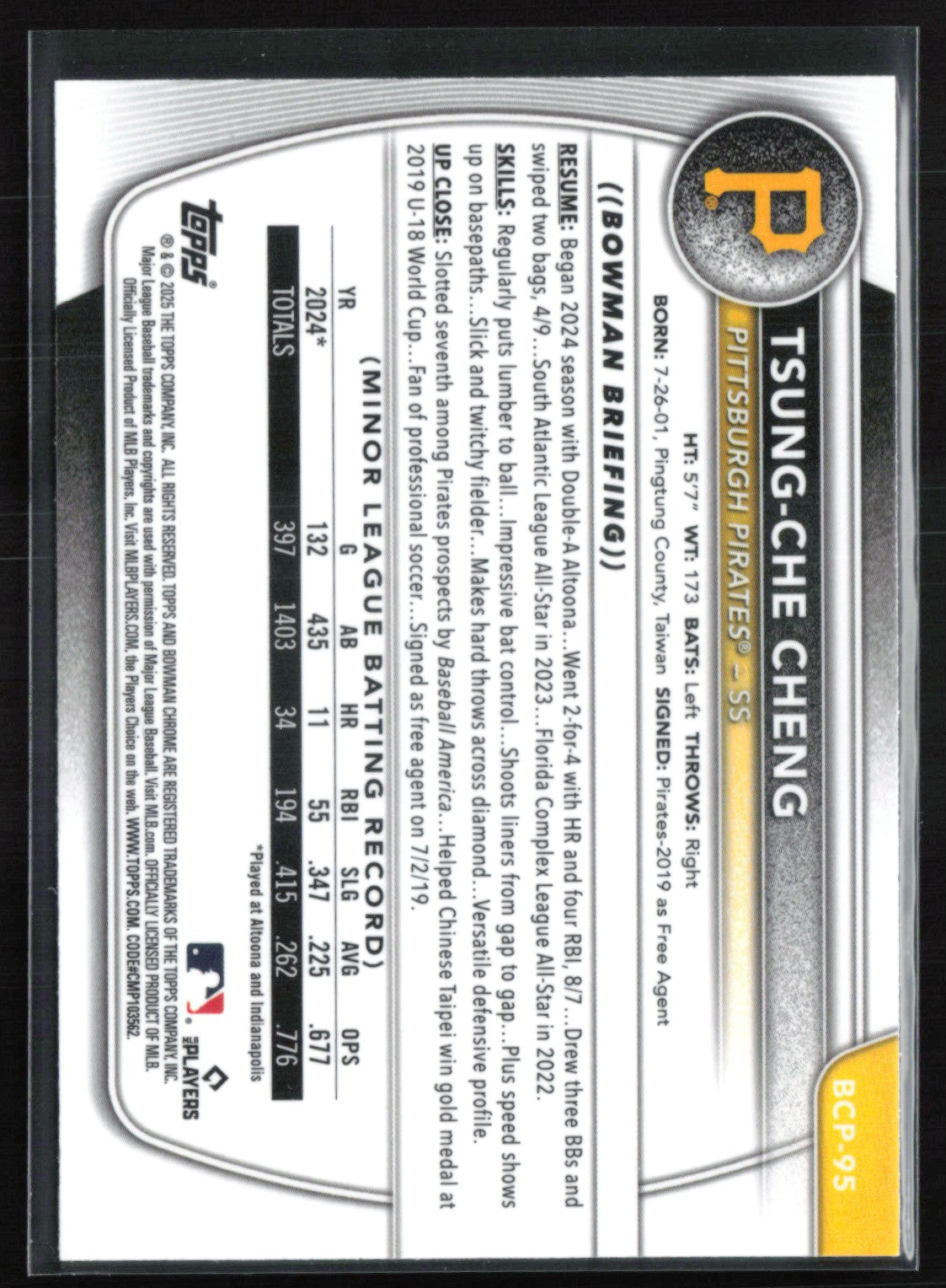 Tsung-Che Cheng 1st Bowman Mojo
