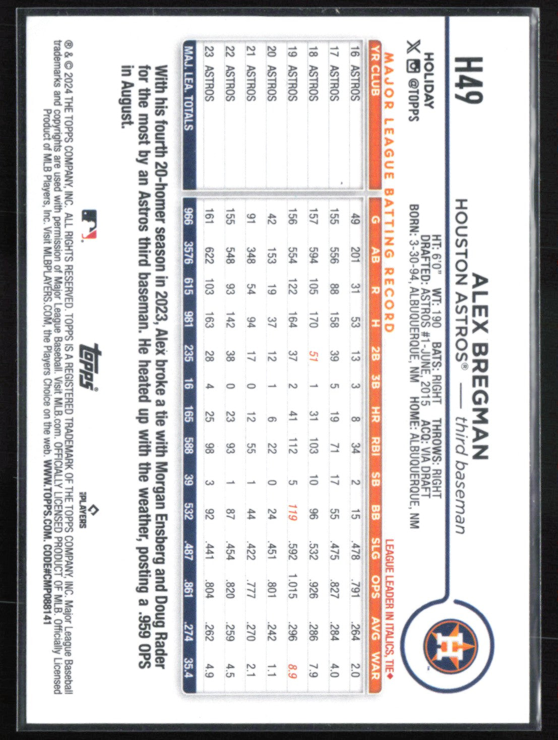 Alex Bregman Holiday