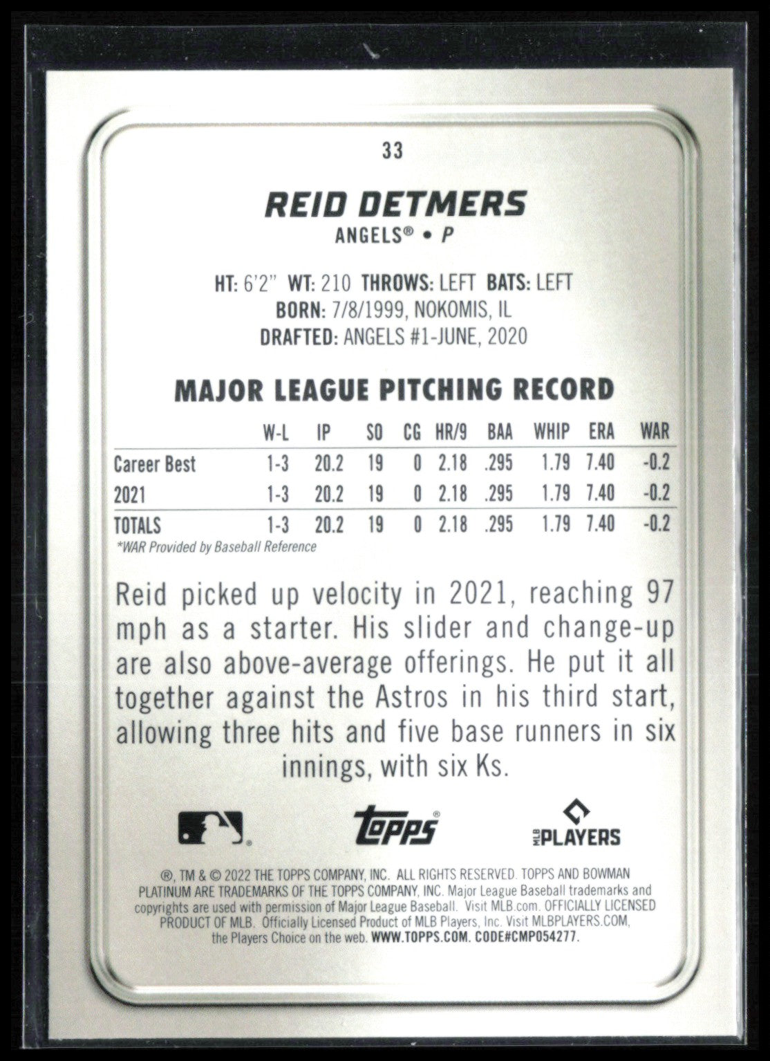 Reid Detmers RC Crackle Foil