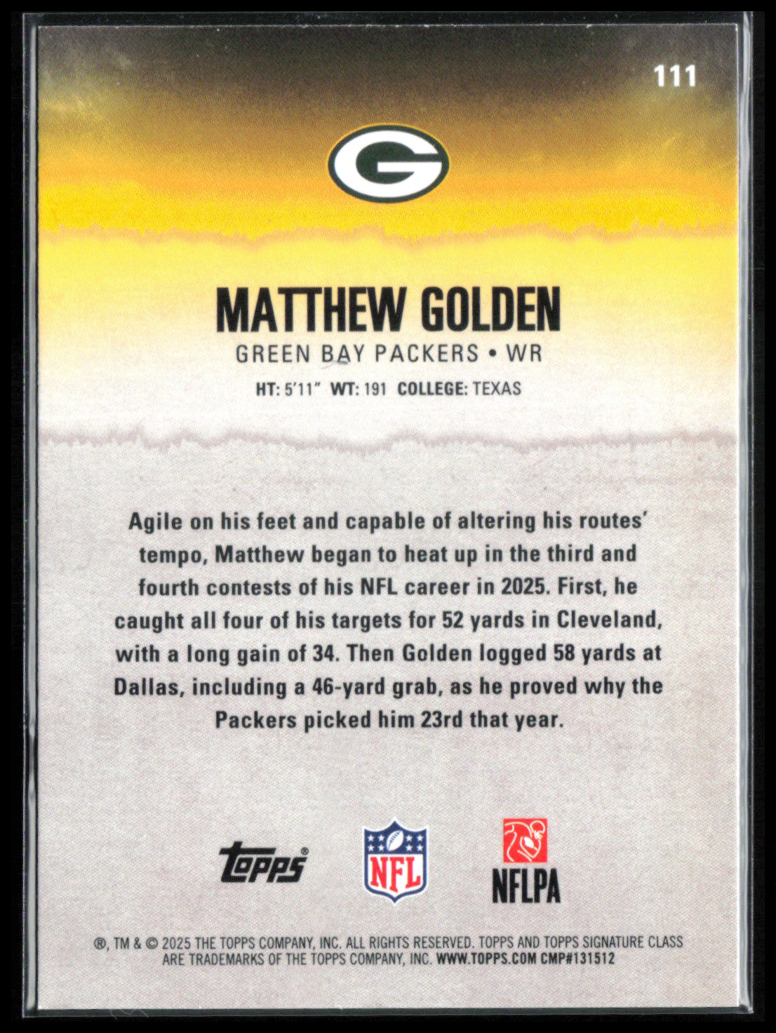 Matthew Golden RC Yellow