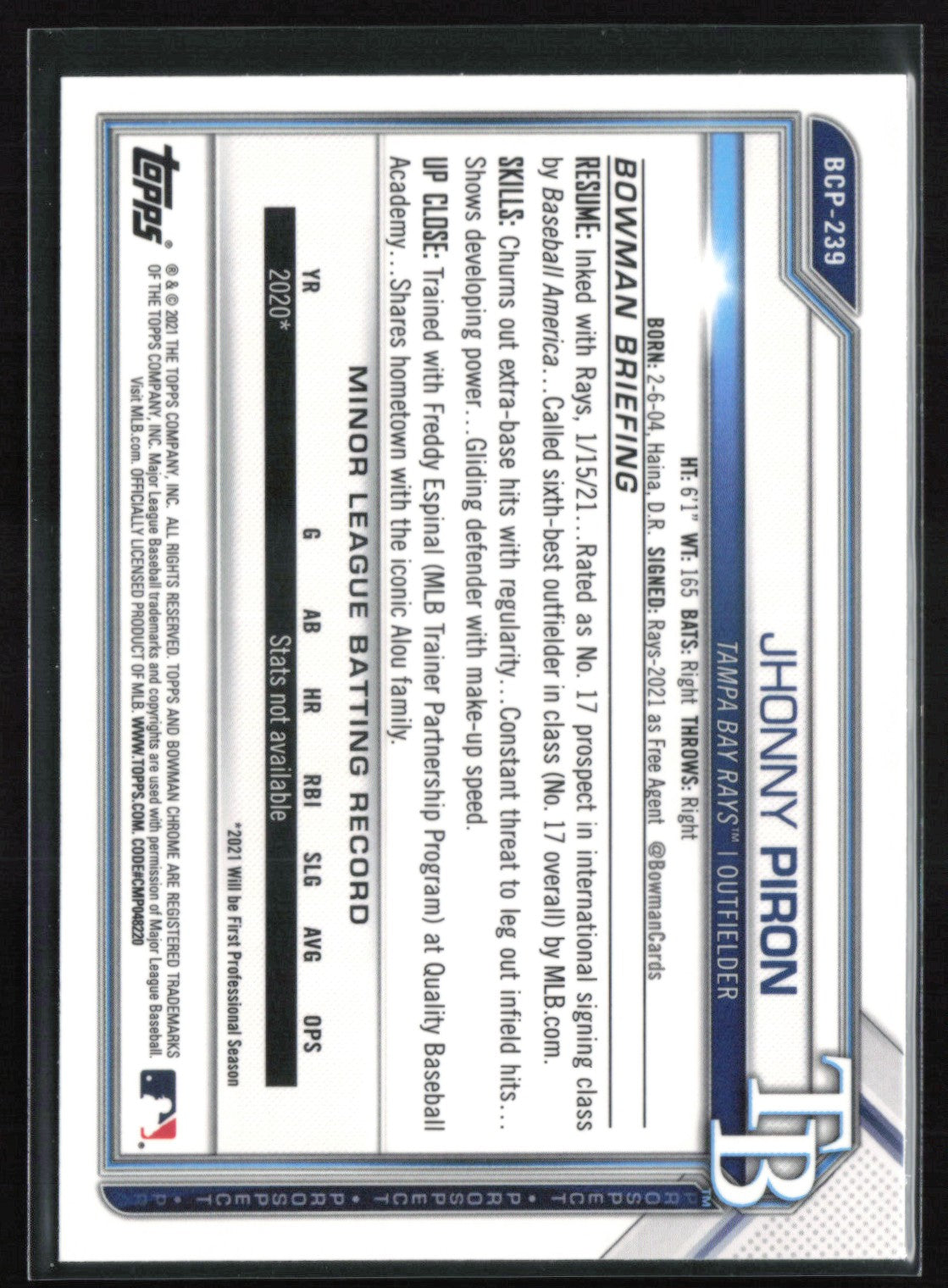 Jhonny Piron 1st Bowman Mojo