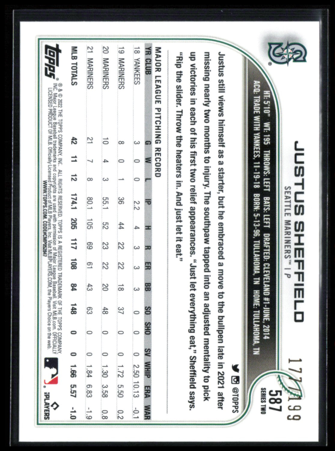 Justus Sheffield Red Foil /199