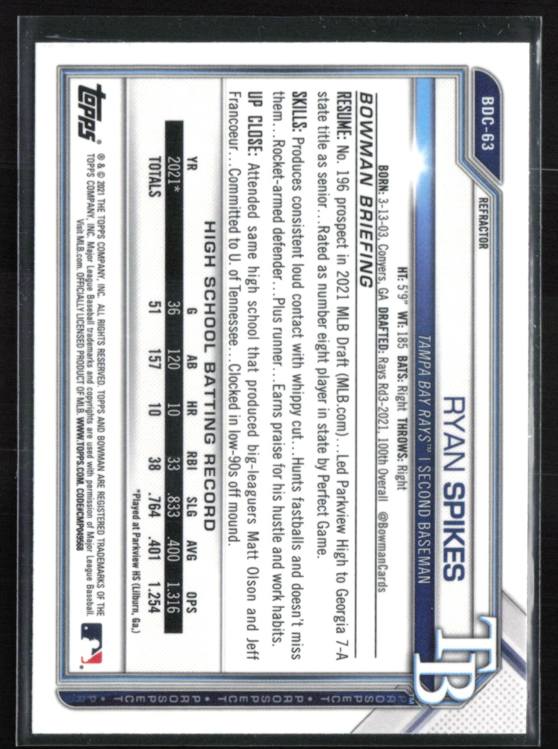 Ryan Spikes 1st Bowman Refractor