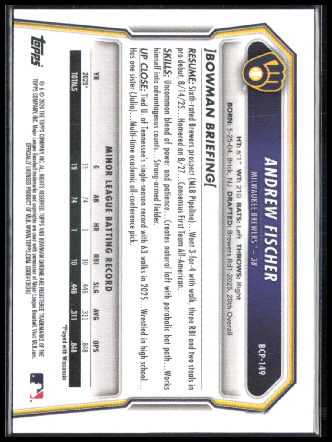 Andrew Fischer 1st Bowman Reptilian Refractor