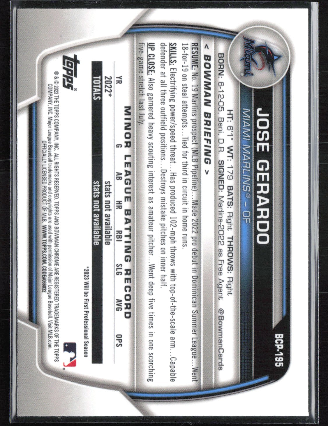 Jose Gerardo 1st Bowman Mojo