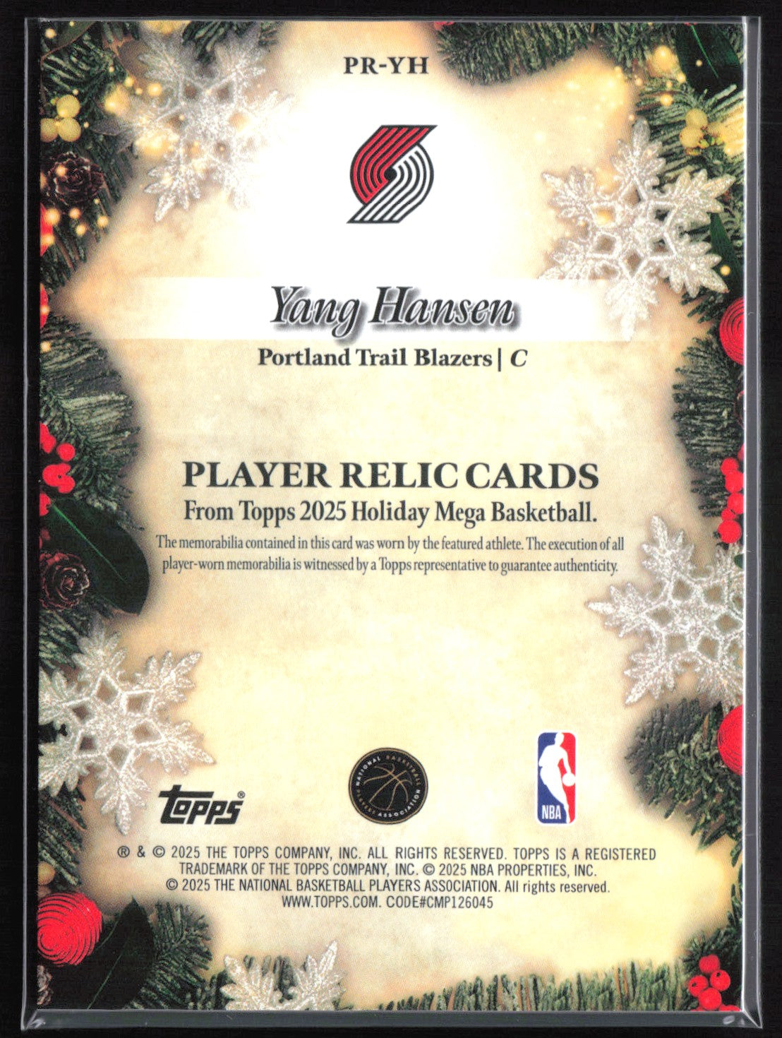 Yang Hansen RC Player-Worn Relic