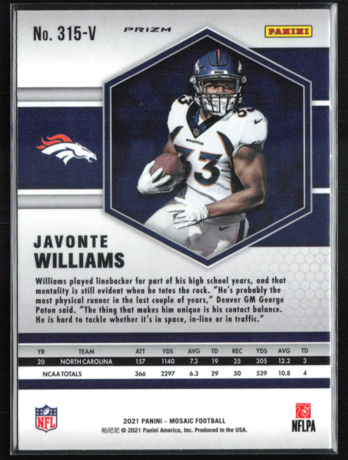 Javonte Williams RC Holo Variation