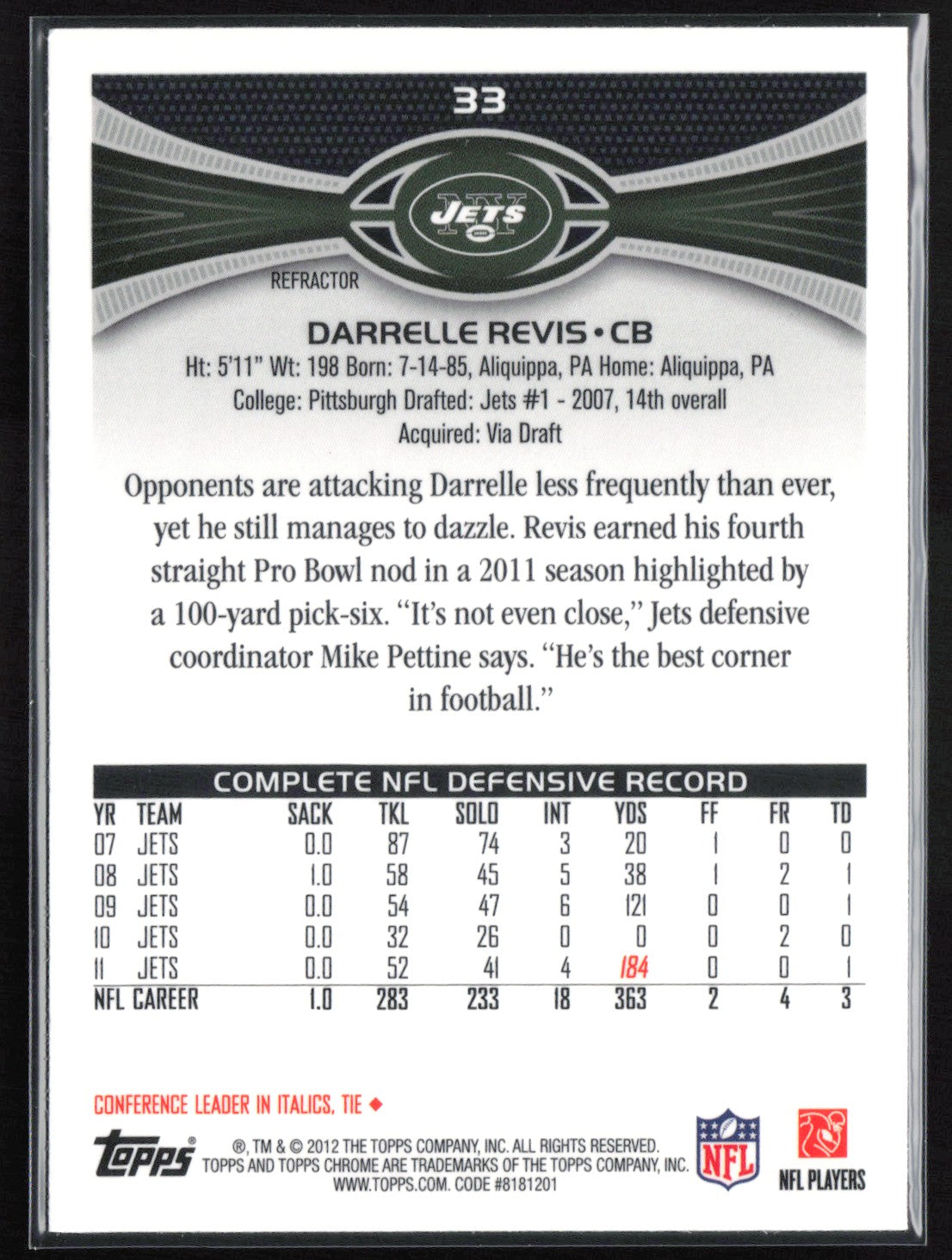 Darrelle Revis X-Fractor