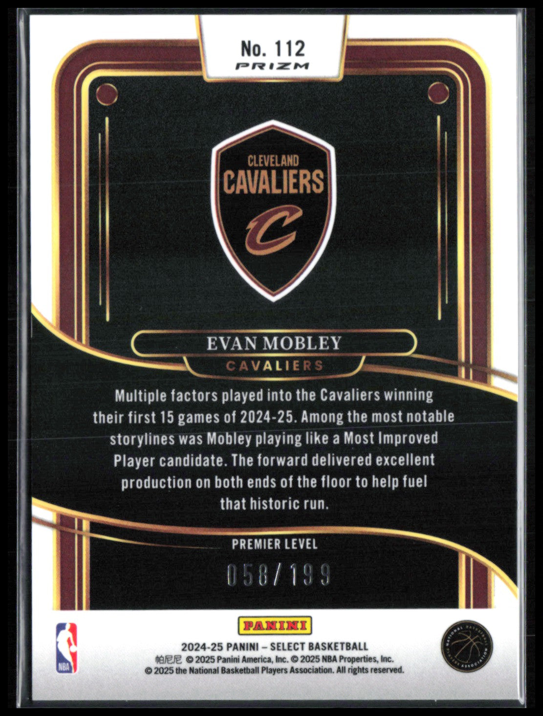 Evan Mobley Red /199 Premier Level