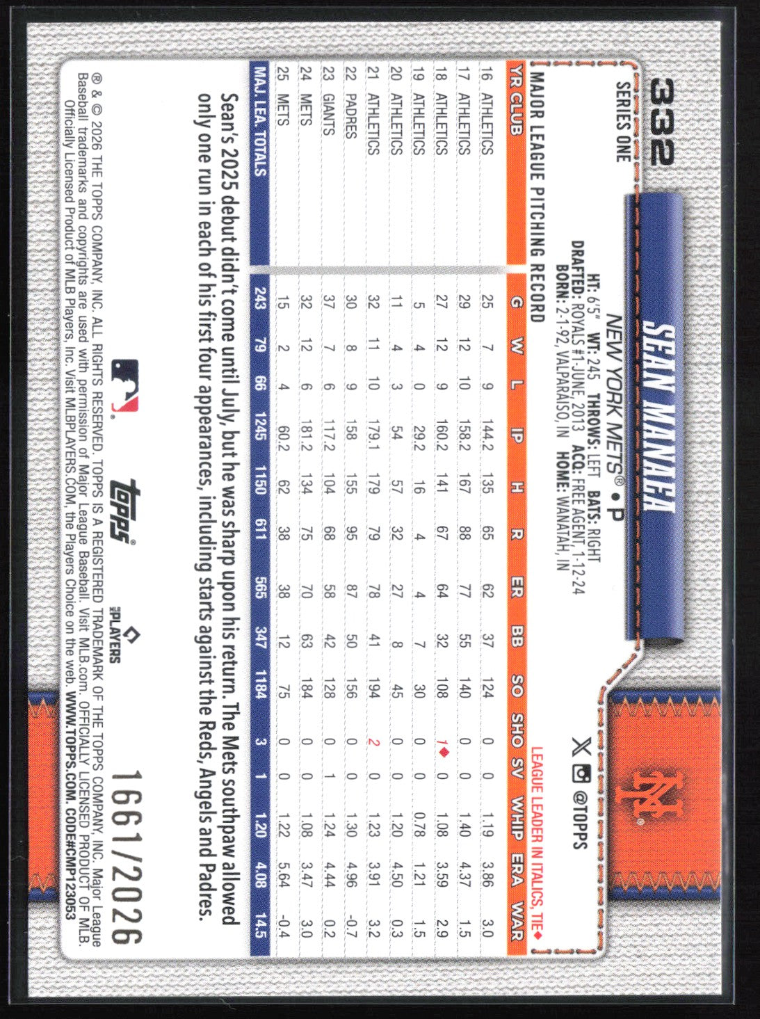 Sean Manaea Gold /2026
