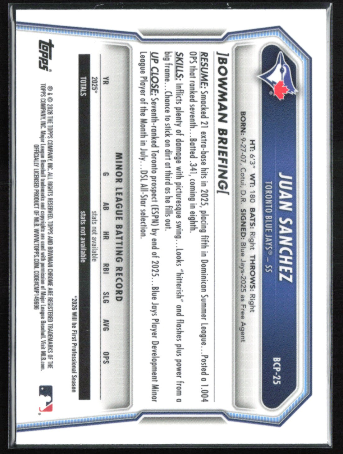 Juan Sanchez 1st Bowman Mojo