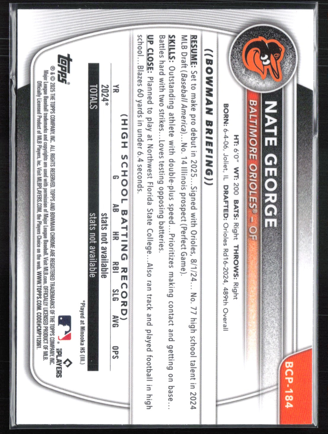 Nate George 1st Bowman Mini Diamond