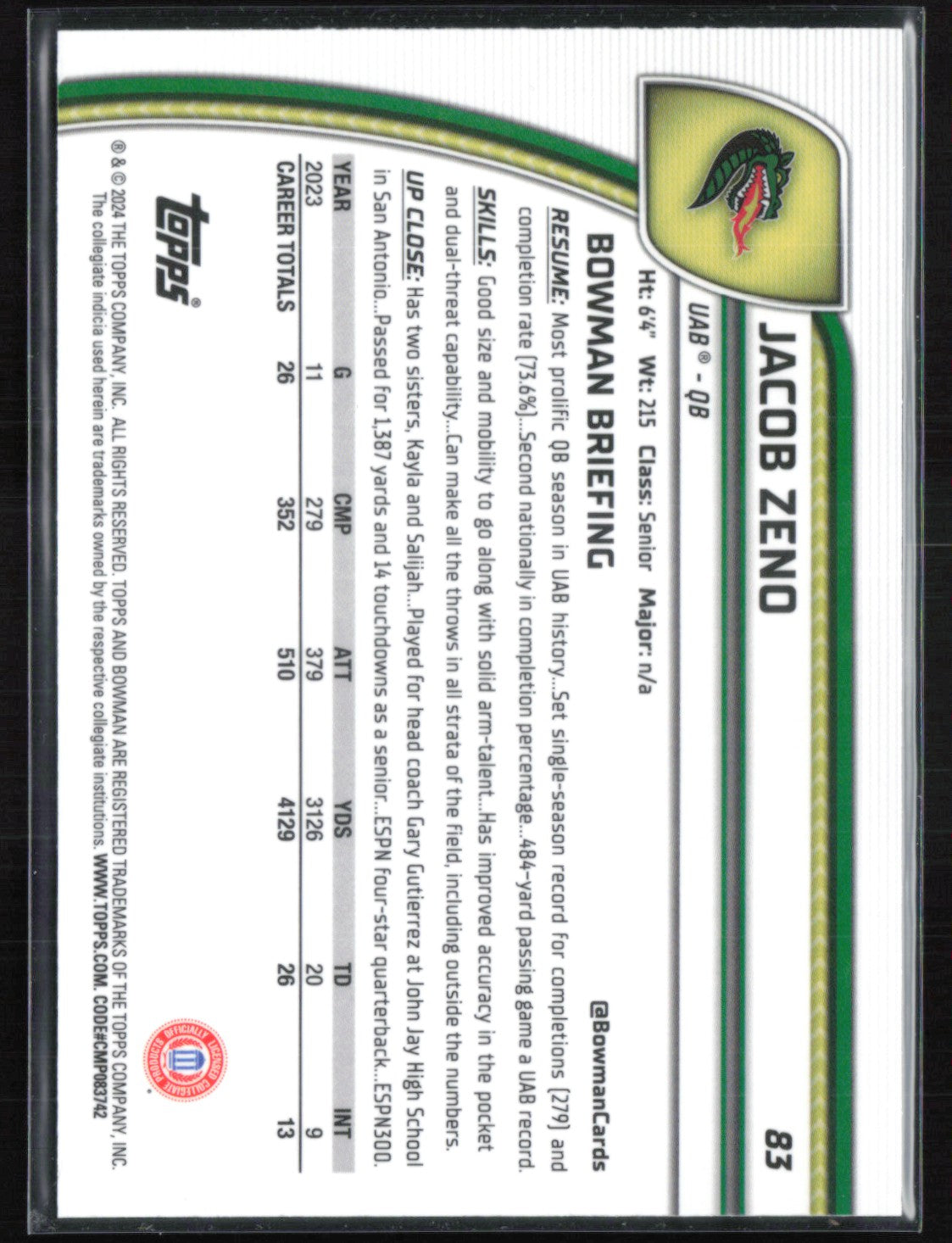 Jacob Zeno 1st Bowman Pink Lava