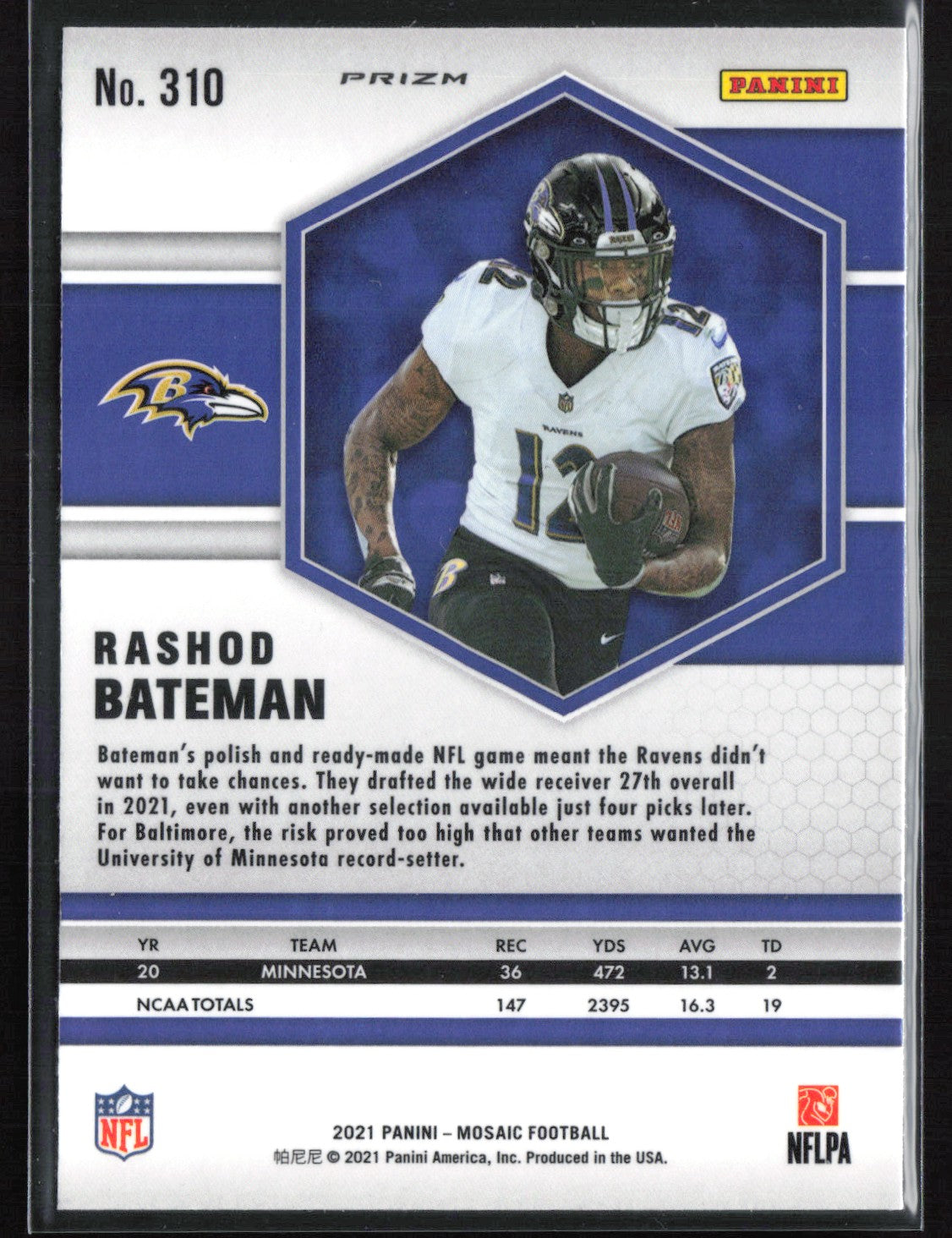 Rashod Bateman RC Holo 2021 Mosaic