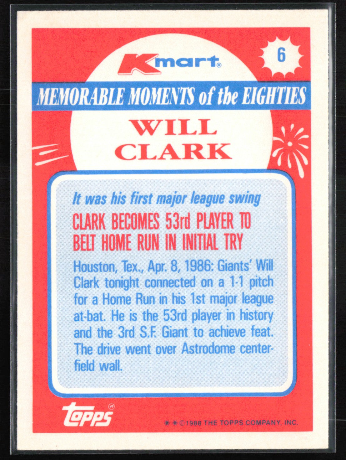 Will Clark 1988 Topps Kmart
