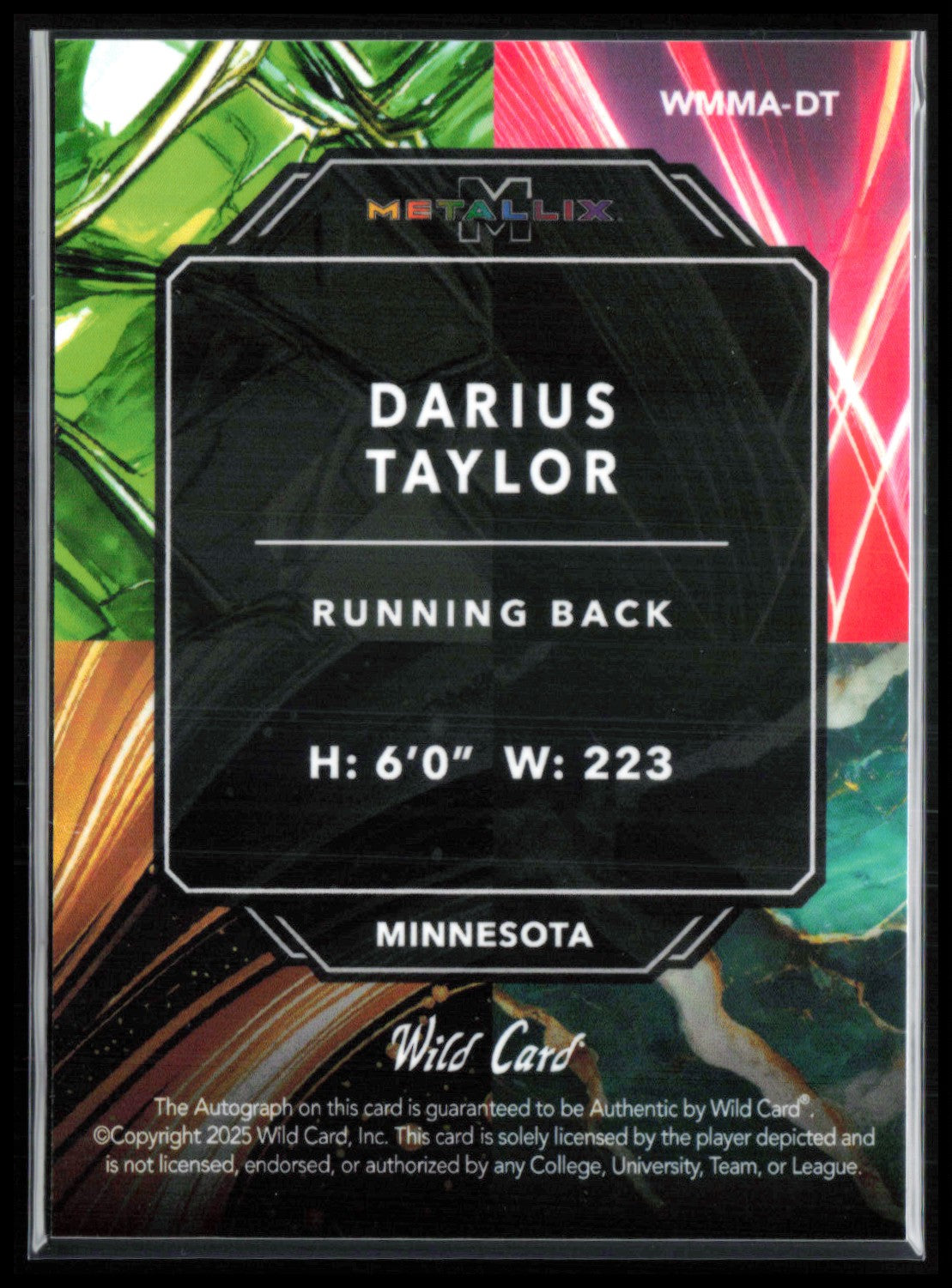 Darius Taylor /12 Auto PRC Metallix 2025 Wild Card