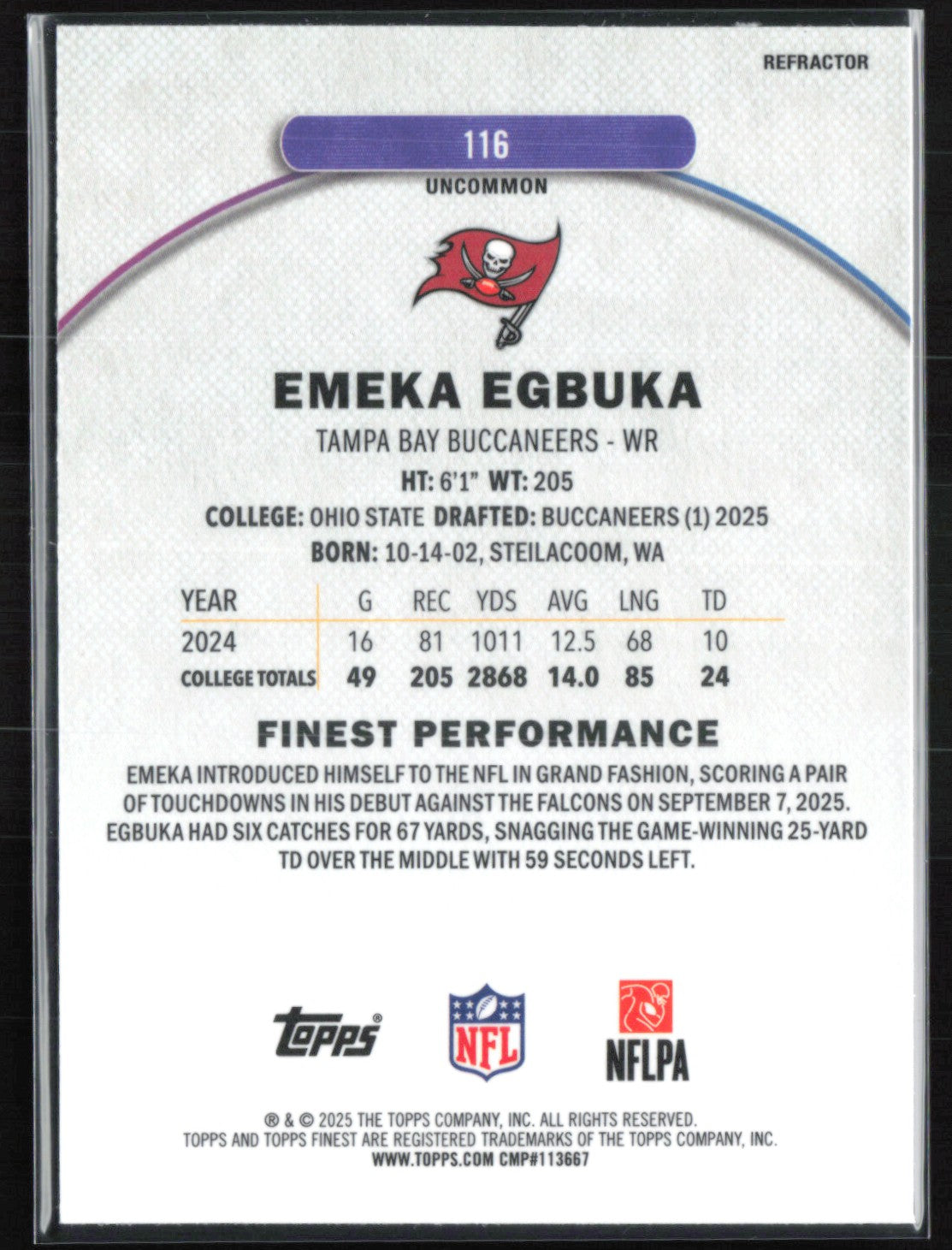 Emeka Egbuka RC Refractor Uncommon