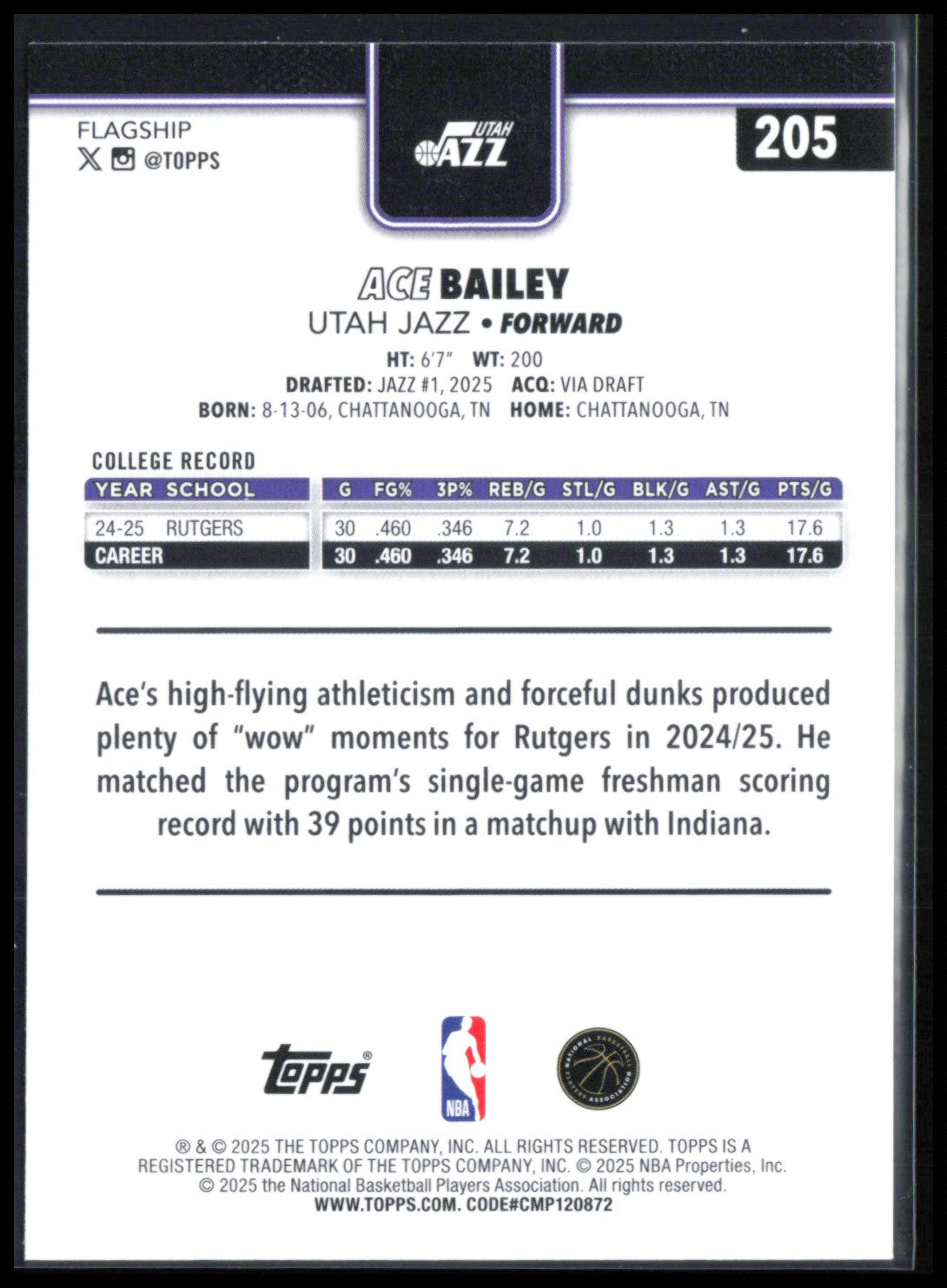 Ace Bailey RC 2025 Topps