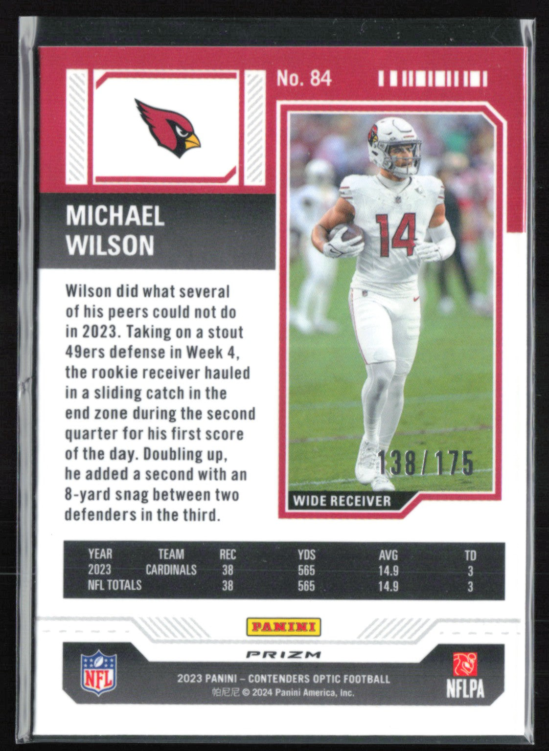 Michael Wilson RC Red /175 Rookie Ticket